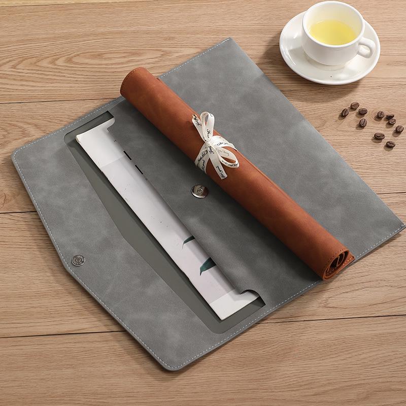 A4 Leather Waterproof Briefcase Folder with Large Capacity for Business Meetings