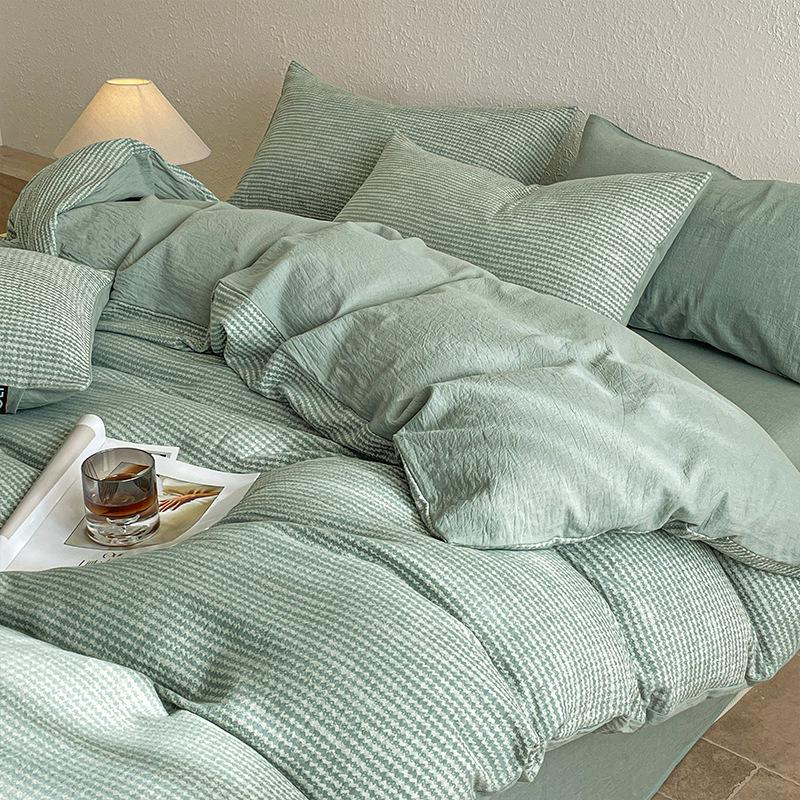 

Роскошный хлопковый комплект пододеяльника и постельного белья - 4 предмета, светлая стирка, подходит для кровати 1.8 Fitted 1.8m Four-Piece Set for 220x240cm Duvet