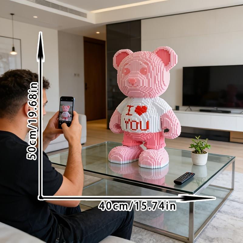Сердце Розовый Медведь 3D Пазл Микро Строительный Блок Украшение для Комнаты Дома Вечеринки Статуэтка Поделка Животное Медведь