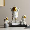 Resin Astronaut Spaceman Statue Ornament Home Office Desktop Figurine Decors Set of 3 - Golden