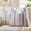 Boho Throw Pillow Covers Farmhouse Striped Square Cushion Cover Chenille Tufted Pillowcases for Home Living Room Couch Decor