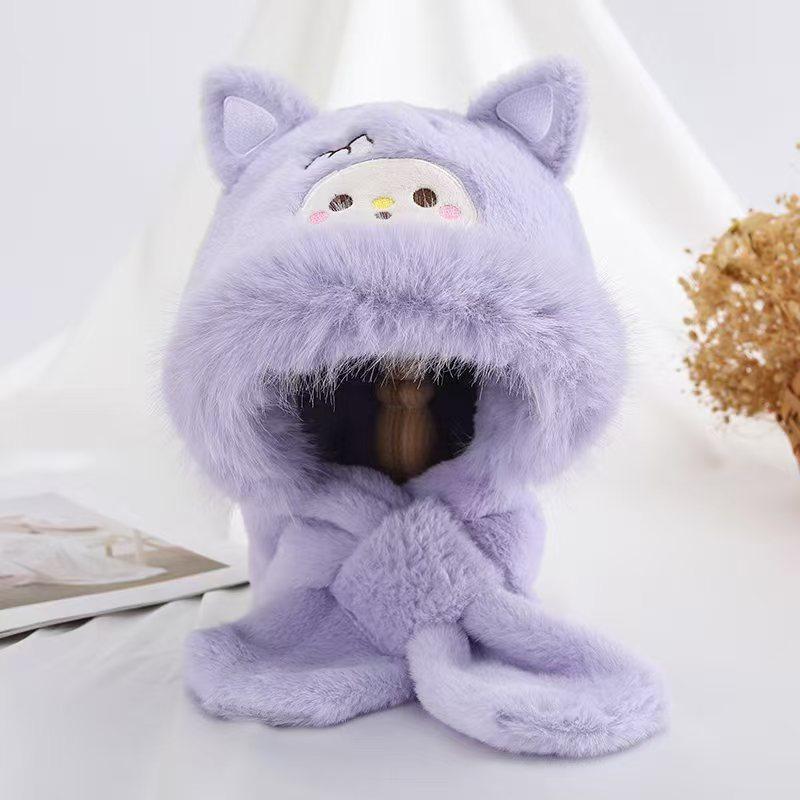 Unisex Winter Cartoon Hat & Scarf Set for Kids – Cute, Plush, Warm & Versatile Ear and Neck Protection