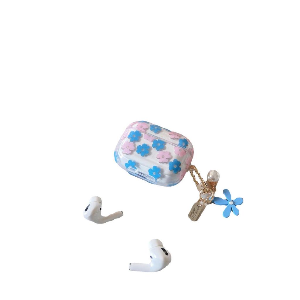 Husă protectoare transparentă cu flori sclipitoare pentru AirPods Pro generația a 2-a