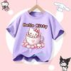 2026 Hello Kitty Summer Tshirt  Cotton ShortSleeved Girls Sportswear with Cartoon Print for Children Aged 112 Years Old