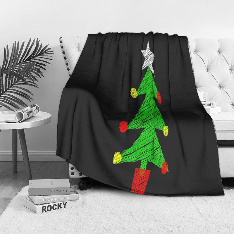 Tuniu Plüsch Gemütliche Decke mit Weihnachtsbaum-Muster für Wohnzimmer Schlafzimmer Sofa Bett Dekoration