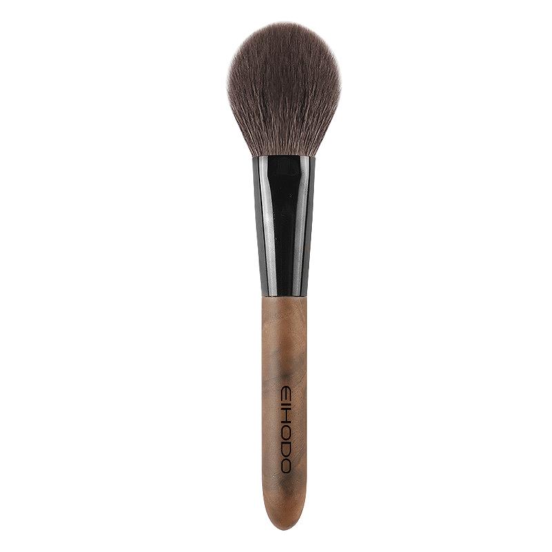 Pro Cheek Blush Brush Round Goat Hair Powder Makeup Brush with Walnut Wood Handle