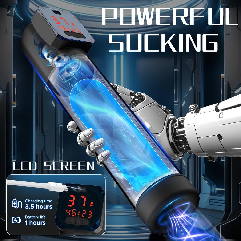 LCD Electric Penis Pump Male Masturbator - Extend Enlargement Trainer Cup Dick Pump - Sex Toy for Men