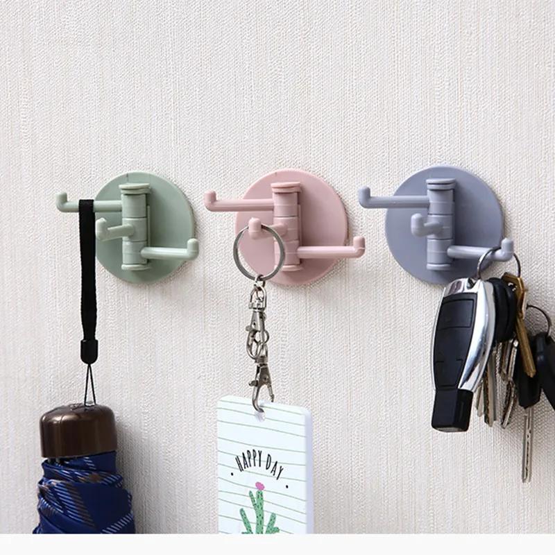2pcs Creative Rotating Hook Kitchen Bathroom Wall Hook Unmarked Paste Home Plain Color Hook Kitchen Accseeories Household зелёный