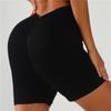 Bel Derin V Dar Krep Pantolon Kadın Dikişsiz Hızlı Kuruyan Spor Kalça Yoga Şortu Üç Nokta Fitness Pantolonu