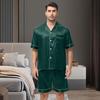 2Pcs/Set Men Pajamas Set Lapel Short Sleeve Single Breasted Tops Elastic Waist Shorts