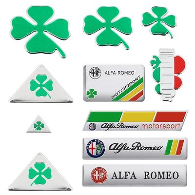 Green Four-leaf Clover Logo Decal for 147 156 166 159 Mito Giulietta Giulia Spider Car Side Fender Body Badge Sticker