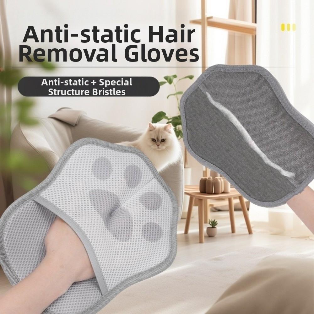 2Pcs Electrostatic Adsorption Pet Hair Remover Cute Cat Paw Electrostatic Gloves Washable Double-sided Pet Grooming Glove