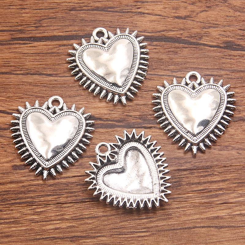 10Pcs 25X27mm Retro Gothic Peach Heart Pendant DIY Jewelry Accessories