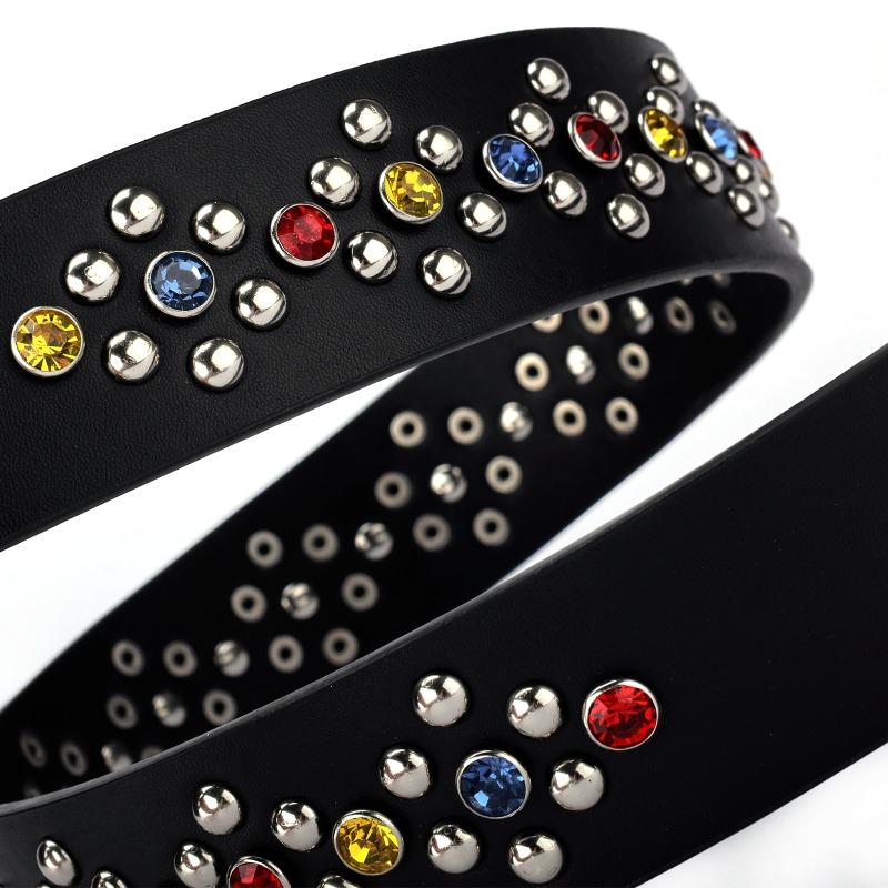Belt, Men's Rivet Rhinestone Belt, Women's Needle Buckle Punk Fashion Trend High-end Full Diamond Belt