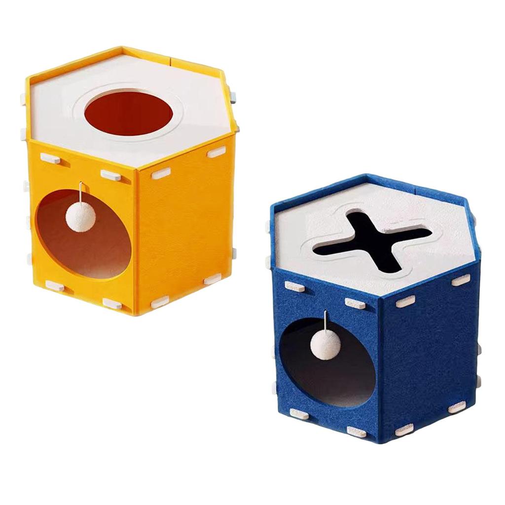 Felt Cat House for Small Medium Large Cats Peephole with Ball Hanging Furniture Kitten Cave Tunnel Extra Large Scratch Resistant