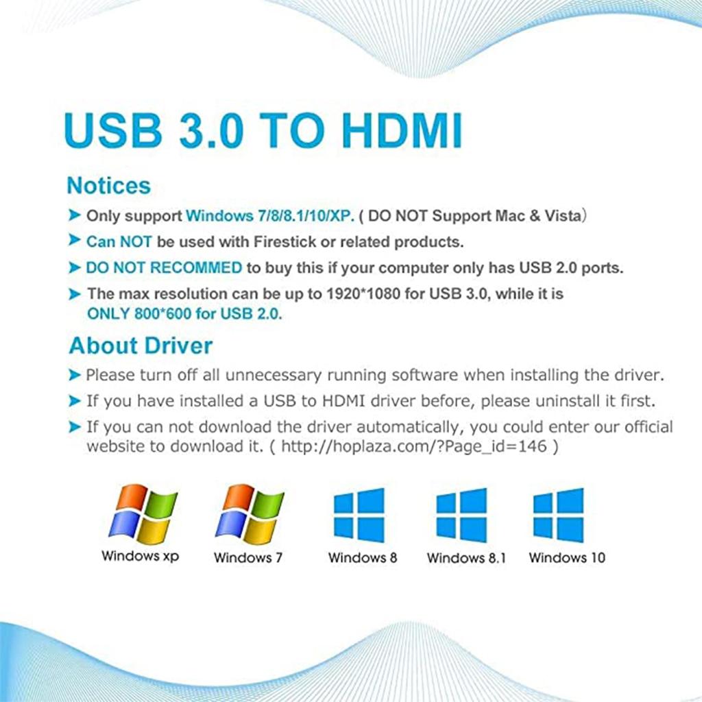 1080P USB 3.0/2.0 To HDMI-Compatible Converter Multi Display Graphic Adapter for PC Laptop Projector External Video Card