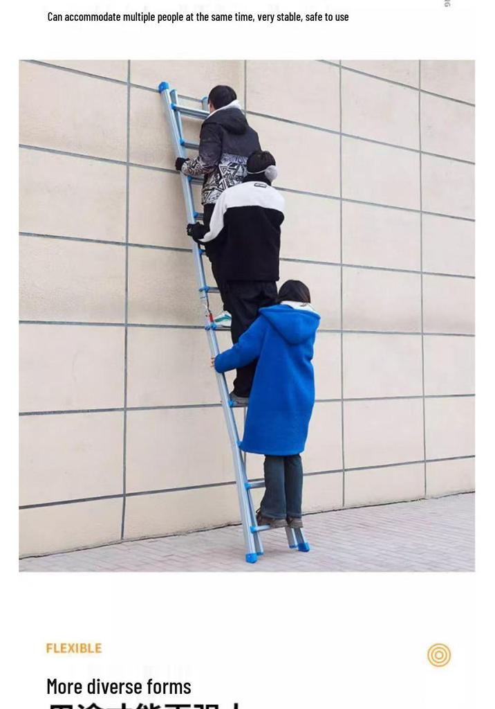 Multifunctional Telescopic A-frame Ladder with Carbon Steel and Thickened Iron