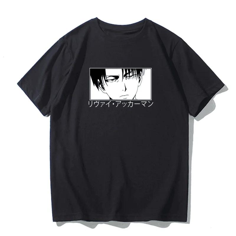 Japanese anime printed men's and women's shirt round neck loose short sleeve shirt Harajuku style Attack on Giant Y2k clothing