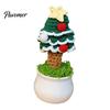 Handcrafted Holiday Desktop Ornaments Hand Crochet Potted Christmas Tree, Creative Knitted Plant, Mini Handmade Wool Decorations Cute Home