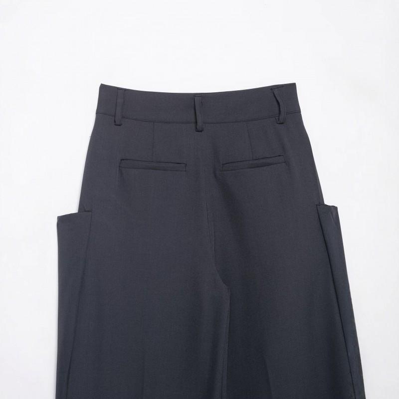 Womens Loose Pleated Trousers Mid-Rise Casual Pants Fall Winter