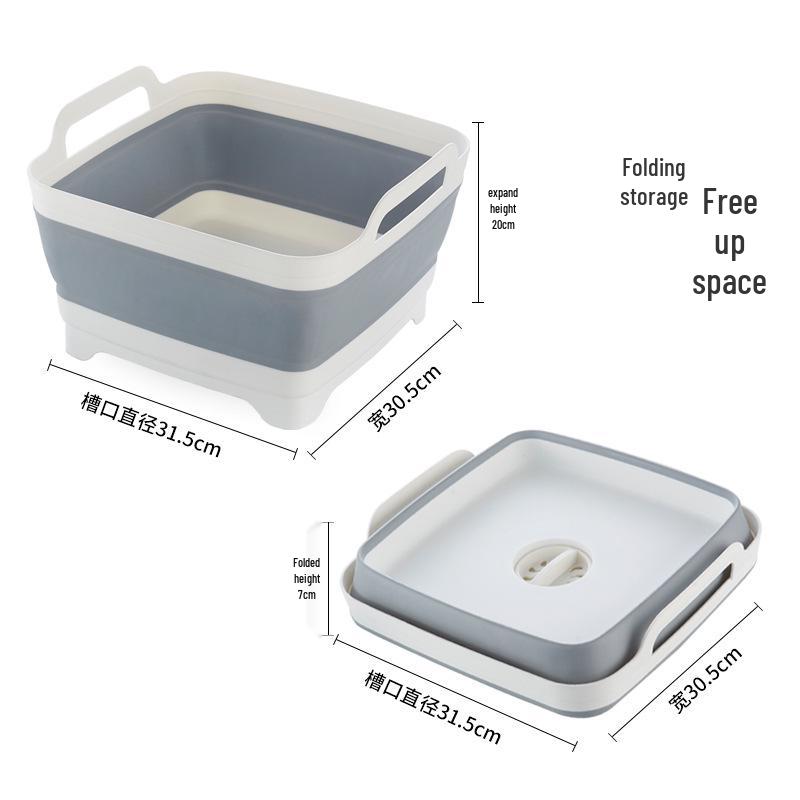 Collapsible Telescopic Wash Basin - Portable, Thickened Plastic Sink, Ice Bucket, Fruit Washing Basin