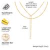 Stainless Steel Y-shaped Tassel Necklace for Women,Gold Color Double-layer Chain Necklace Waterproof Jewelry Gift