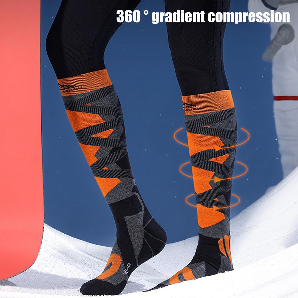 1 Pair Ski Socks, Cold Weather Socks for Snowboarding, Snow, Winter, Thermal Knee-high Warm Socks, Hunting