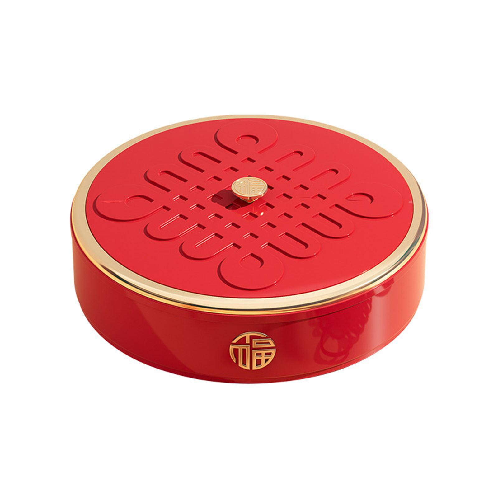 Пластиковый поднос для закусок с крышкой 5 отделений большая вместимость для вечеринок и встреч сервировочная коробка для сухофруктов A красный 1685₽