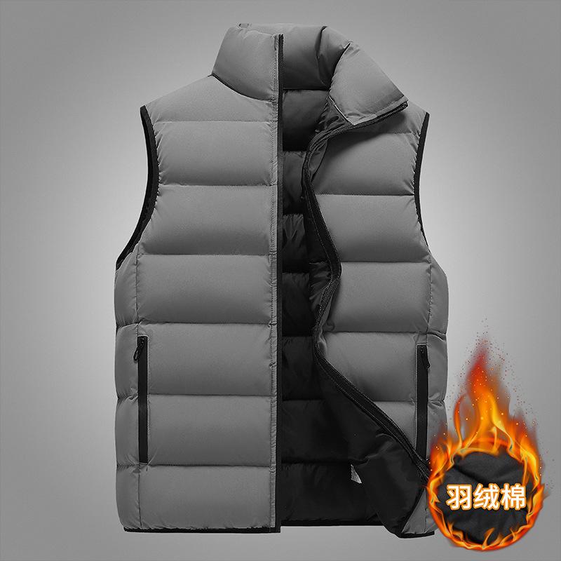 Vest autumn and winter new feather cotton vest jacket casual sports vest thickened warm jacket men's clothing