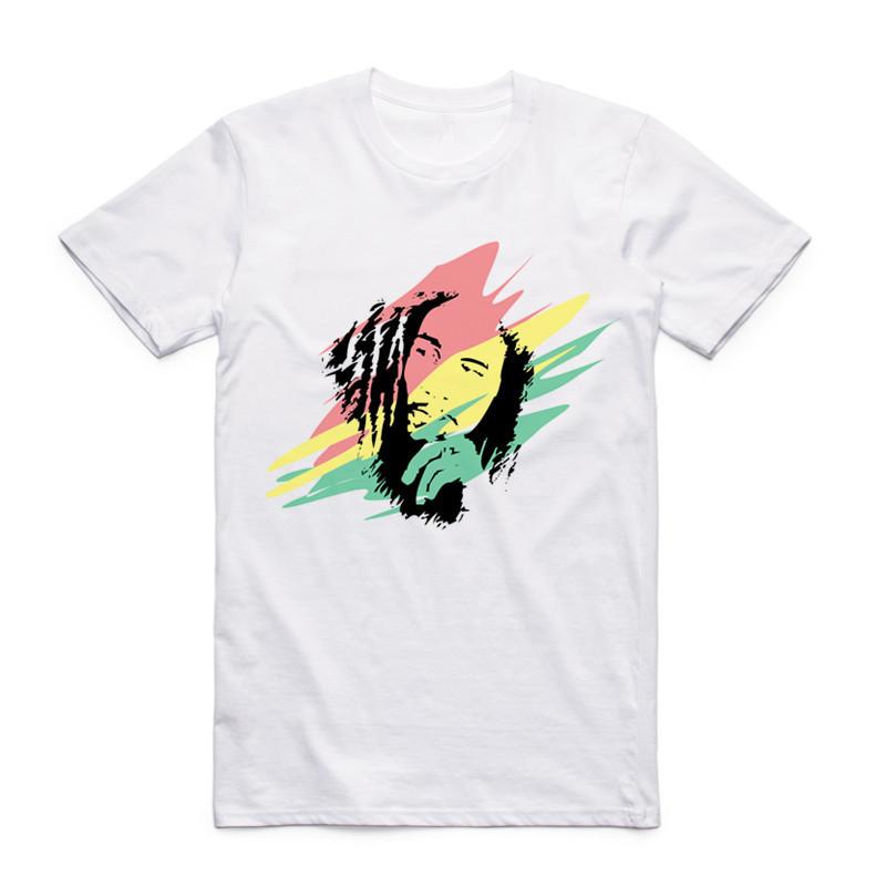 Fashion Men Print Bob Marley Reggae Rastafari Tshirt Oneck Short Sleeve Rasta Rastafarian 420 Weed Unisex Top Tee T Shirt