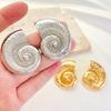 Punk Boho Big Conch Snail Stud Earrings for Women Trendy Unique Chunky Piercing Vacation Accessories Birthday Anniversary Gifts