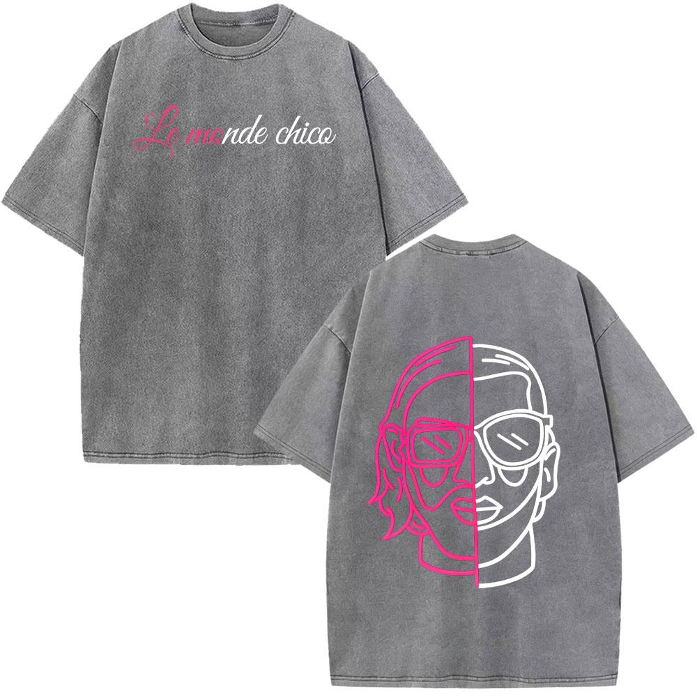 French Rapper Pnl Album Merch Graphic Tshirt Le Monde Chico Tshirt Unisex Unisex Fashion Hip Hop Oversized Vintage Washed Tshirts