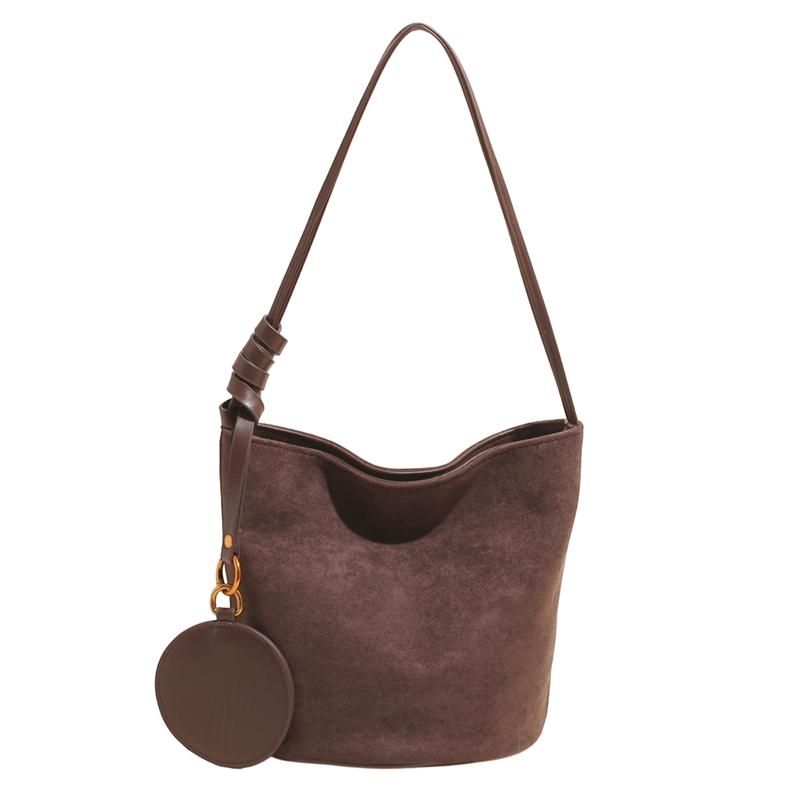 Korean niche ins suede suede surface retro bucket bag versatile shoulder messenger women tote bag