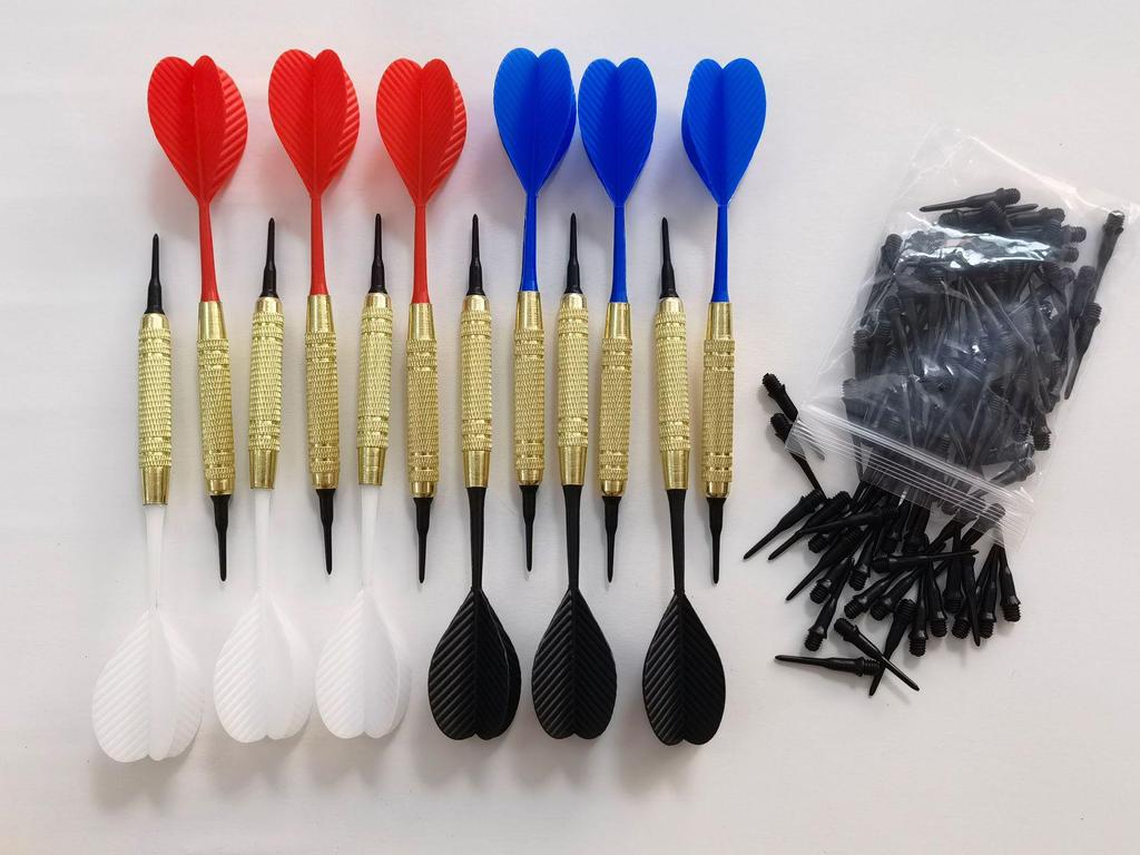 Colored 18g Soft Tip Darts with 100 Tips - 12-Piece Set, 243g Total Weight