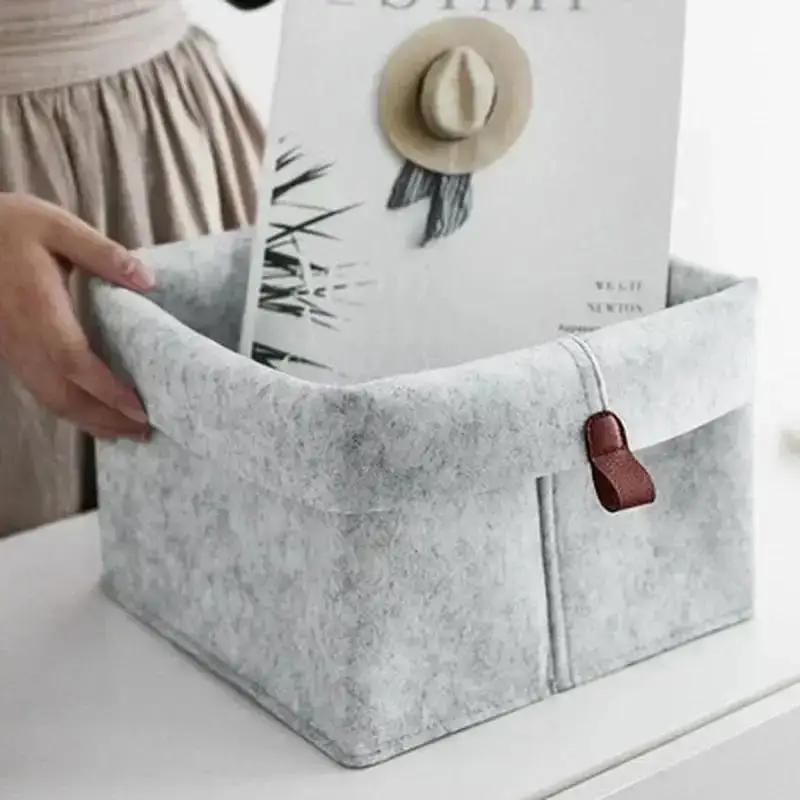 1 Pcs Fashion Minimalist Style Solid Color Felt Storage Basket For Home Personalized Dormitory Bedroom Toys Miscellaneous Boxes