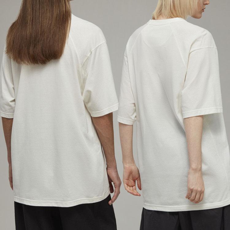 Y-3 T-Shirts Unisex Gray White Crew Neck Moderate Straight Fit HZ8825