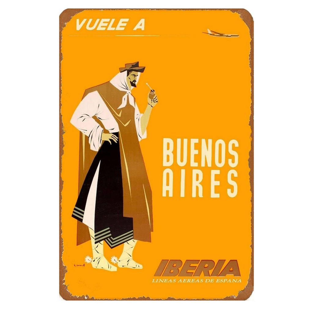 Metal Tin Sign Argentina Buenos Aires Wall Decoration Plaque Vintage Poster Iron Painting for Man Cave Home Cafe Garden Club Bar