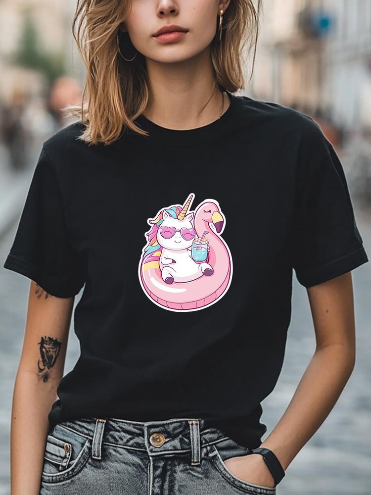 Unicorn Cute Graphic T-Shirt Women Trendy Casual T-shirt Unisex T-Shirt M