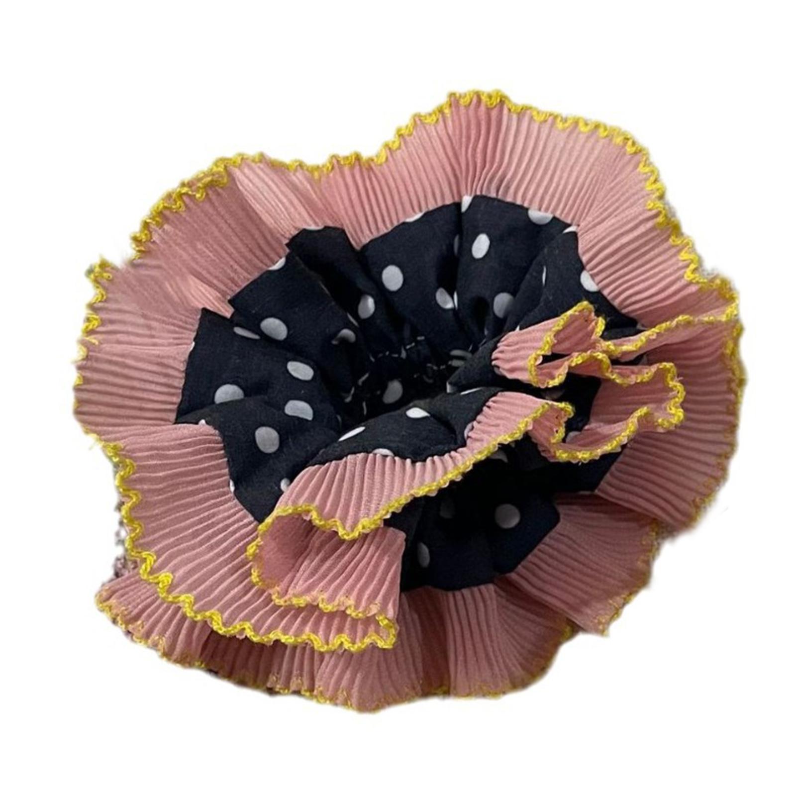 

Французская кружевная резинка для волос для женской эстетики, в горошек, двухслойные резинки для волос для повседневного и официального использования 1