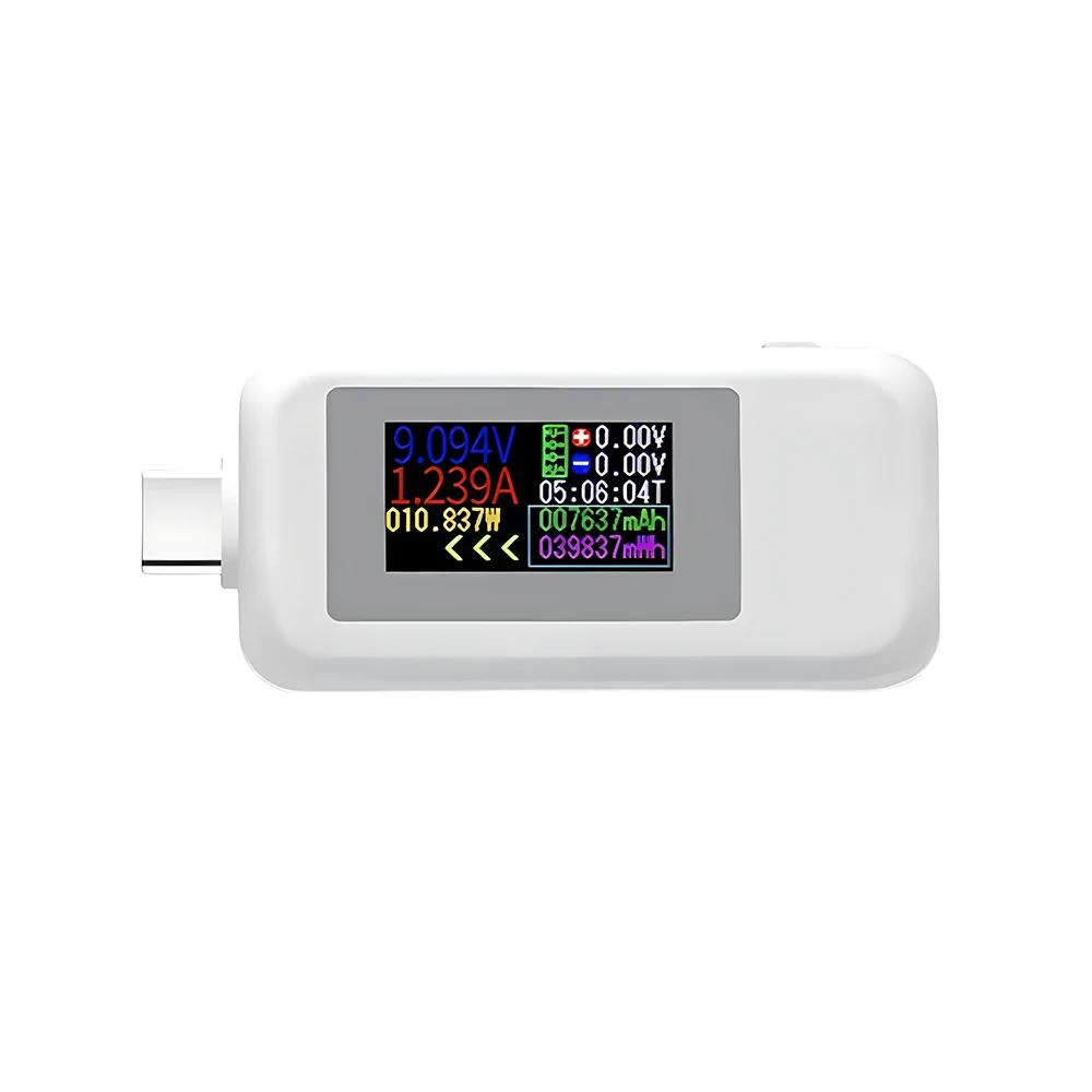 Type-C USB Tester 4-Digit Color Monitor 4-30V Volt Meter Current Power Detector Compatible w/ QC2.0/3.0/PD/Samsung Fast Charging