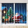 Set Of 2 Christmas Santa Claus Tree Pattern Printed Curtains Decorations Home Room Curtain Polyester