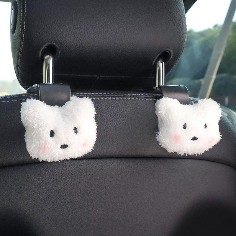 Плюшевый автомобильный крючок, маленький крючок на спинку сиденья, милый мультяшный женский задний многофункциональный автомобильный крючок, практичный автомобильный интерьерный крючок 6cm×8cm×2