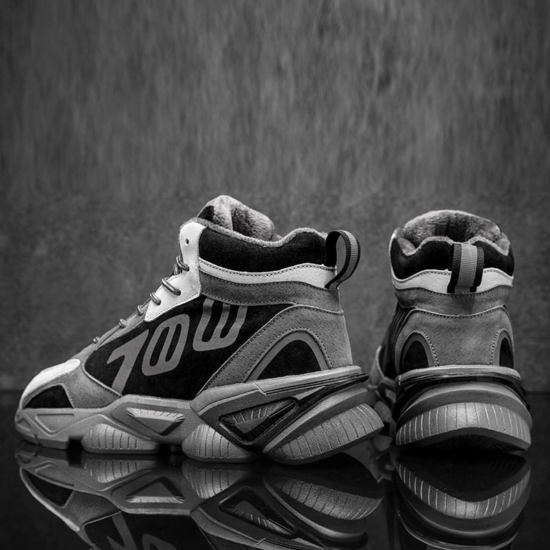 Buy Autumn and Winter New Hightop Men's Dad Shoes Plus Fleece Warm