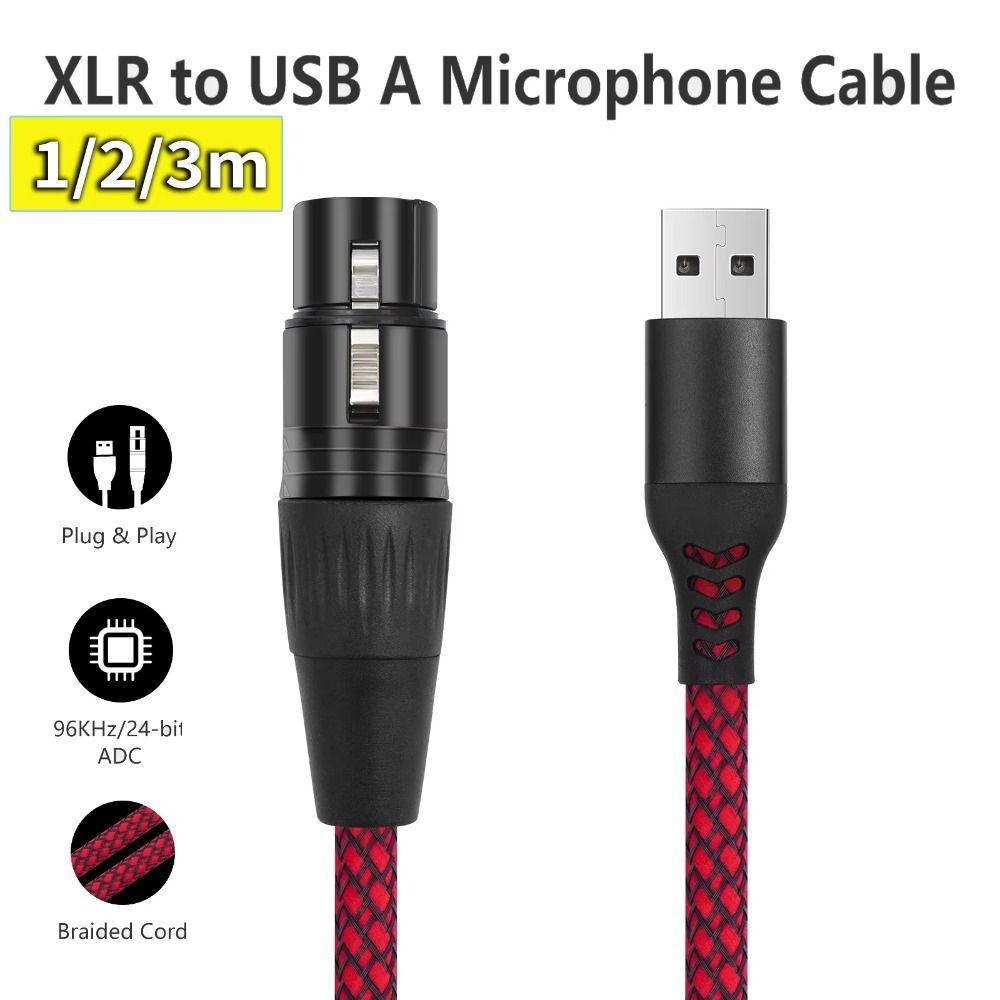 Male To Female Mic Link Converter Cable 1m 2m 3m USB To XLR Adapter  Microphone Amplifier