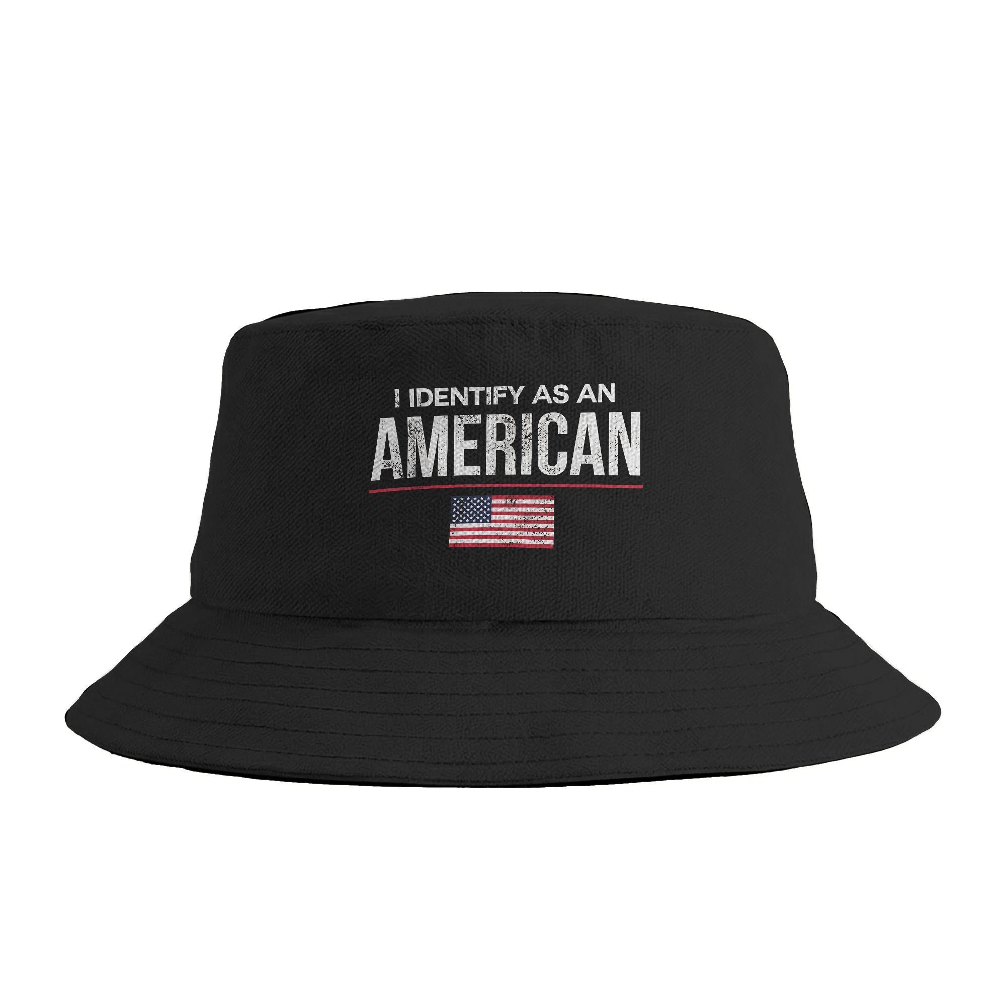 I Identify as an American No Identity Politics USA Bucket Hat Outdoor FisherUnisex Caps For Unisex Trendy Fishing Sun Hats One Size