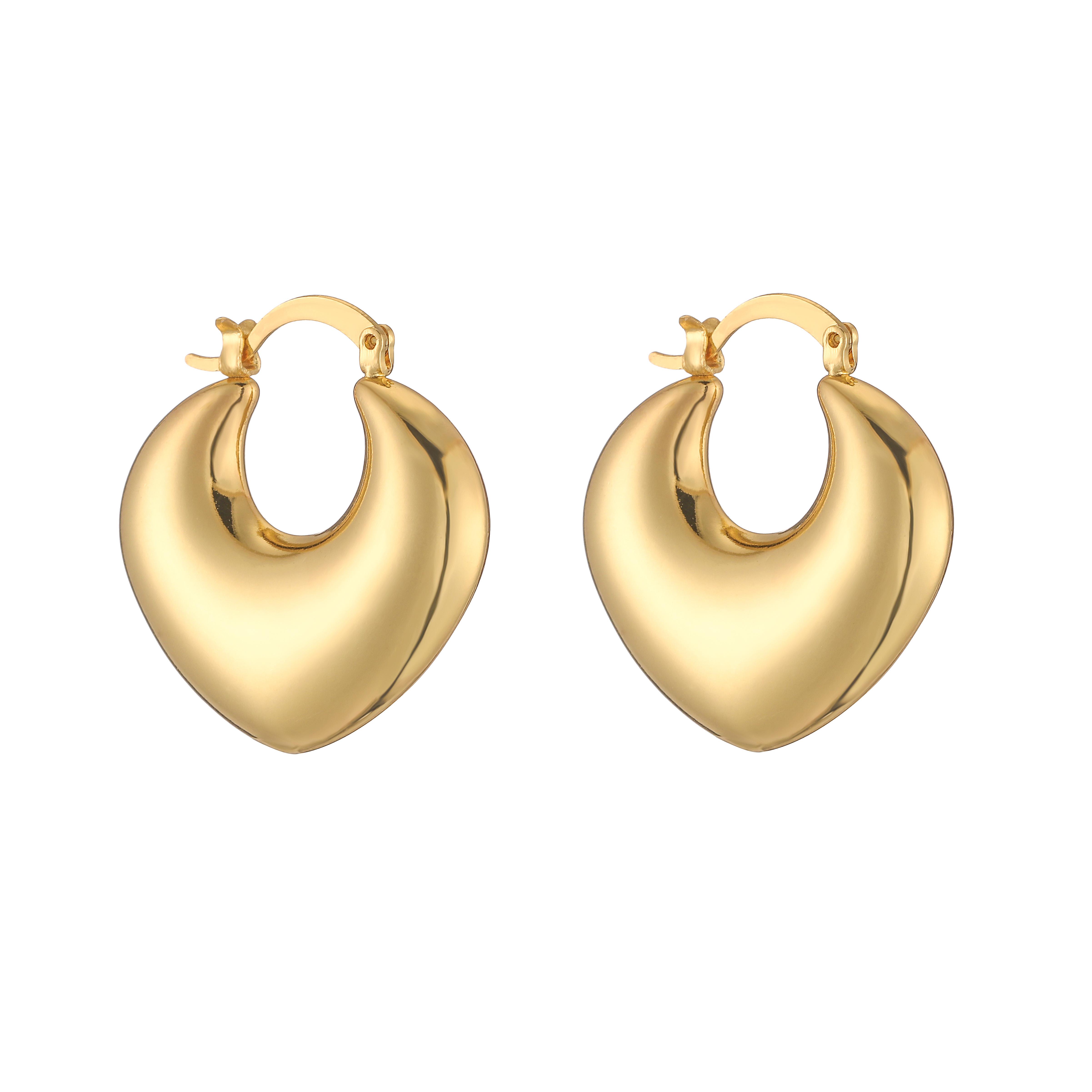 HECHENG,Punk Gold Plated Brass Earrings, Chunky Hoops for Women, Vintage Geometric Ear Buckle