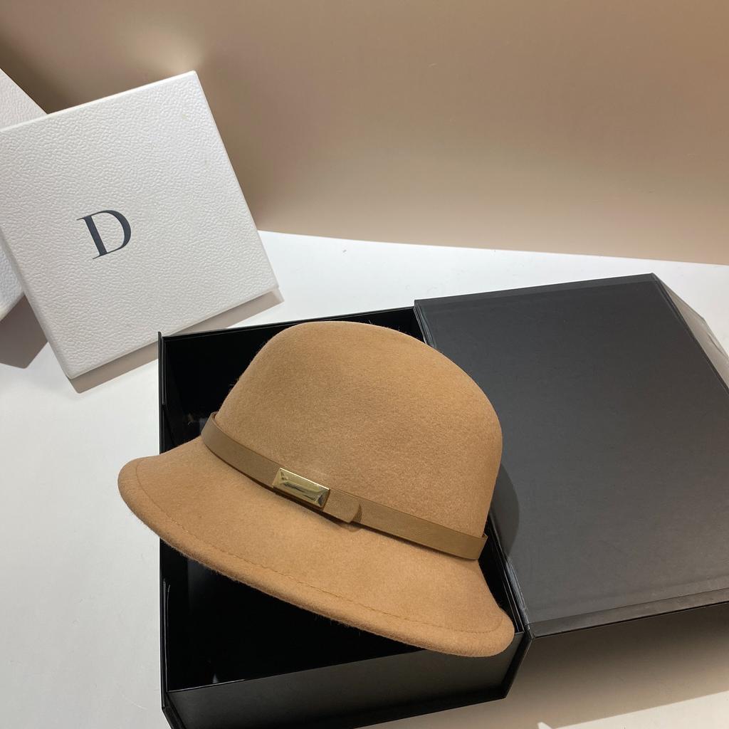 Japanese Style Simple Wool Bucket Hat Autumn Winter Women's Warm Woolen Fisherman Hats Noble Leisure Lady Belt Felt Cap