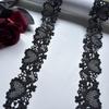 4cm Wide Black Polyester Lace, Floral Narrow Crocheted Lace Trim for Garment, Dress, Lingerie, Underwear, Bra, Sewing & Crafting