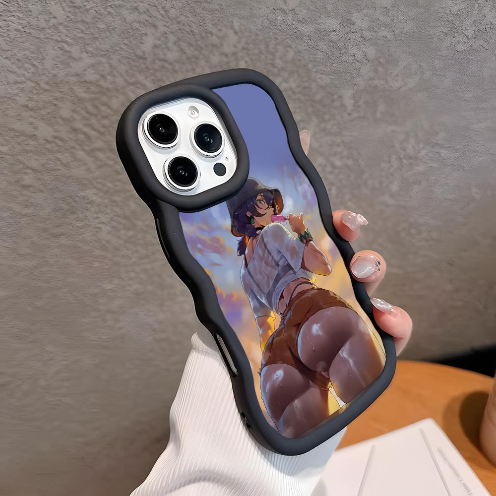 ZZZ Belle Phone Case for iPhone 17 16 15 14 13 12 11 Air Pro Max Plus Black Soft TPU Wavy Edge Cover