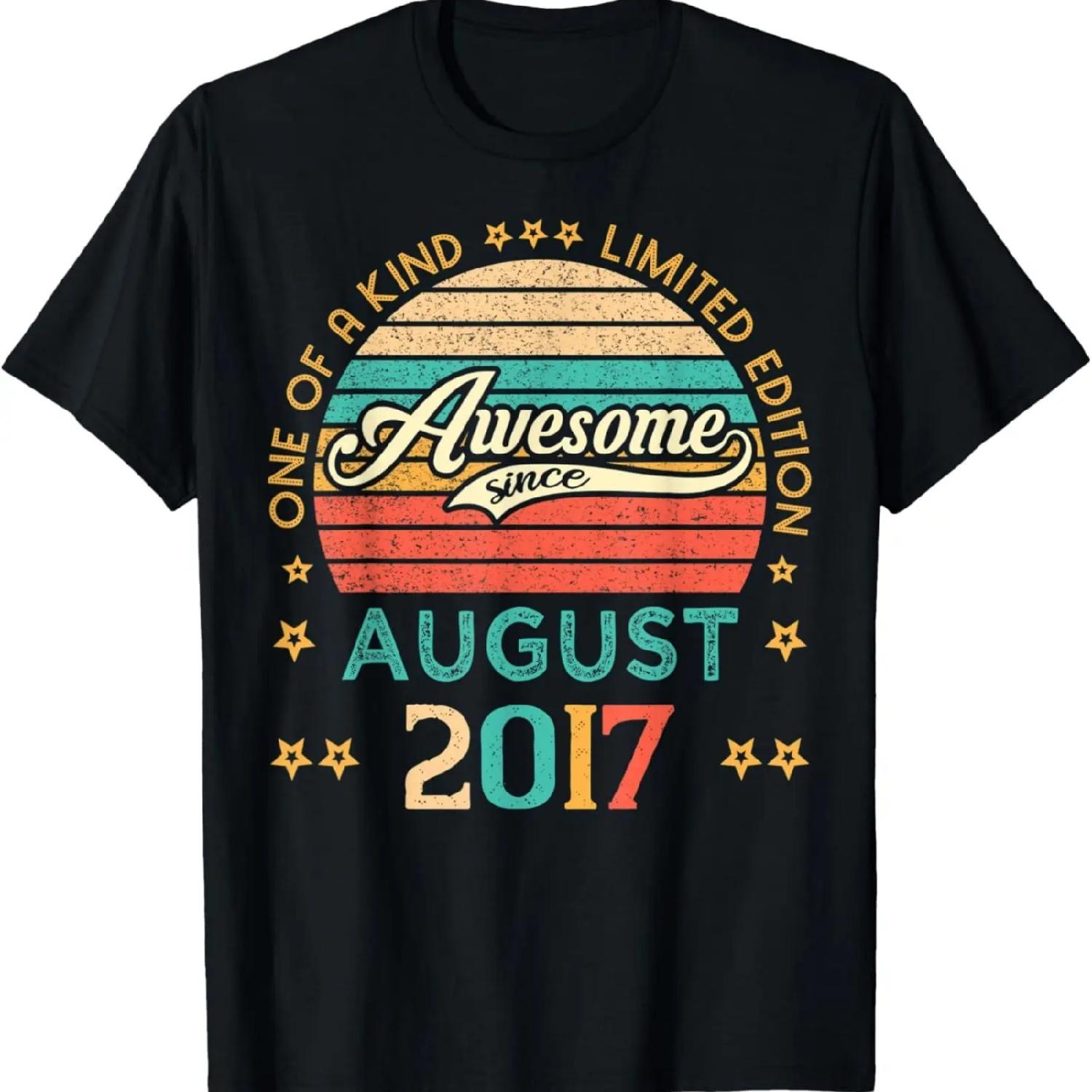 Vintage Birthday Awesome Since August 2017 Limited Edition T-Shirt XXXXXL разноцветный